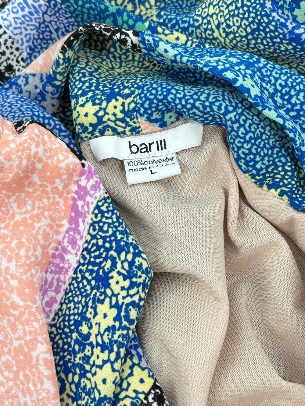 Bar III Floral Patchwork V-Neck Dress Large - Picture 13 of 13